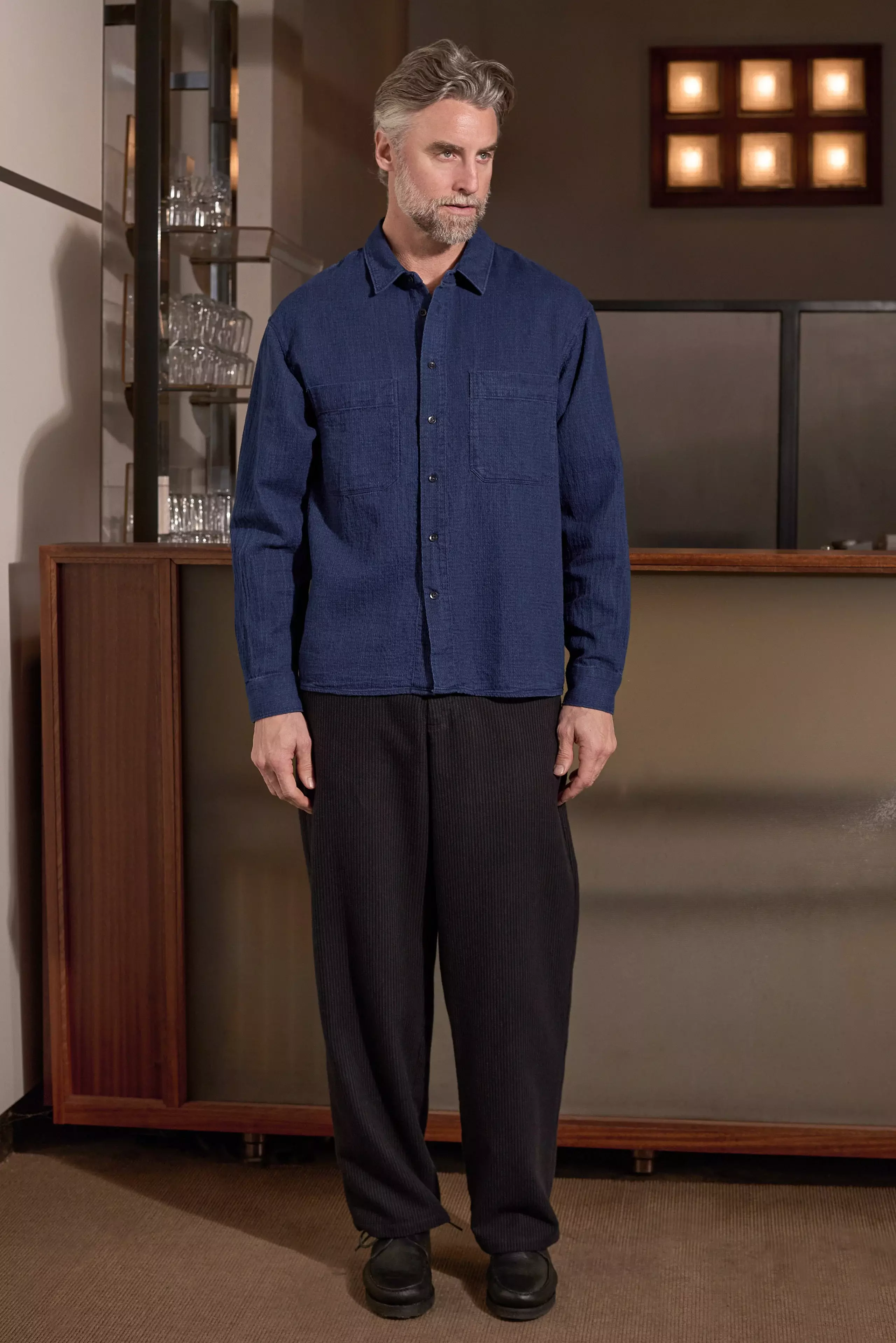 About Companions Dario Indigo Mid Blue Shirt Hemd Herren blau